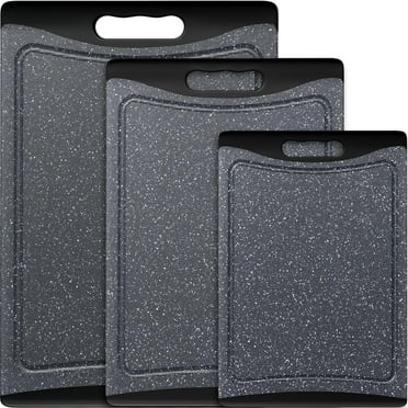 Extra Large Cutting Boards, AOKIWO 3 Packs Non-Slip Plastic Cutting Boards for Kitchen Dishwasher Safe w/Juice Grooves for Meat, Veggies- Dark Grey
