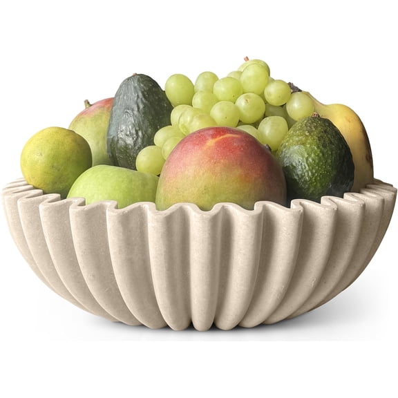 Extra Large Decorative Bowl Decorative Fruit Bowl for Kitchen Counter, Modern Handmade Bowls for Home Decor, Ruffle Decor, Stylish Key Bowl for Entryway Table