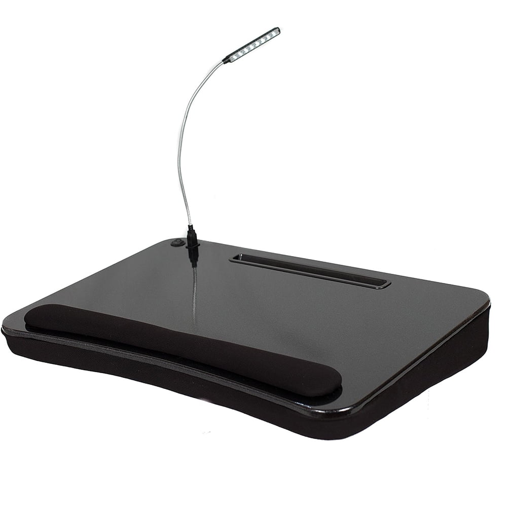 Extra Large Deluxe Lap Desk with Tablet Slot | USB Light | Fits Laptops ...