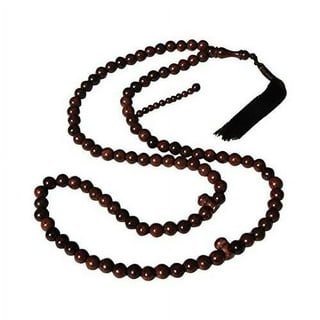 Handmade Natural Tamarind Wood Muslim Rosary 8mm Tasbeeh Prayer Beads - 99  round beads with Copper on tassels Sibha : : Home