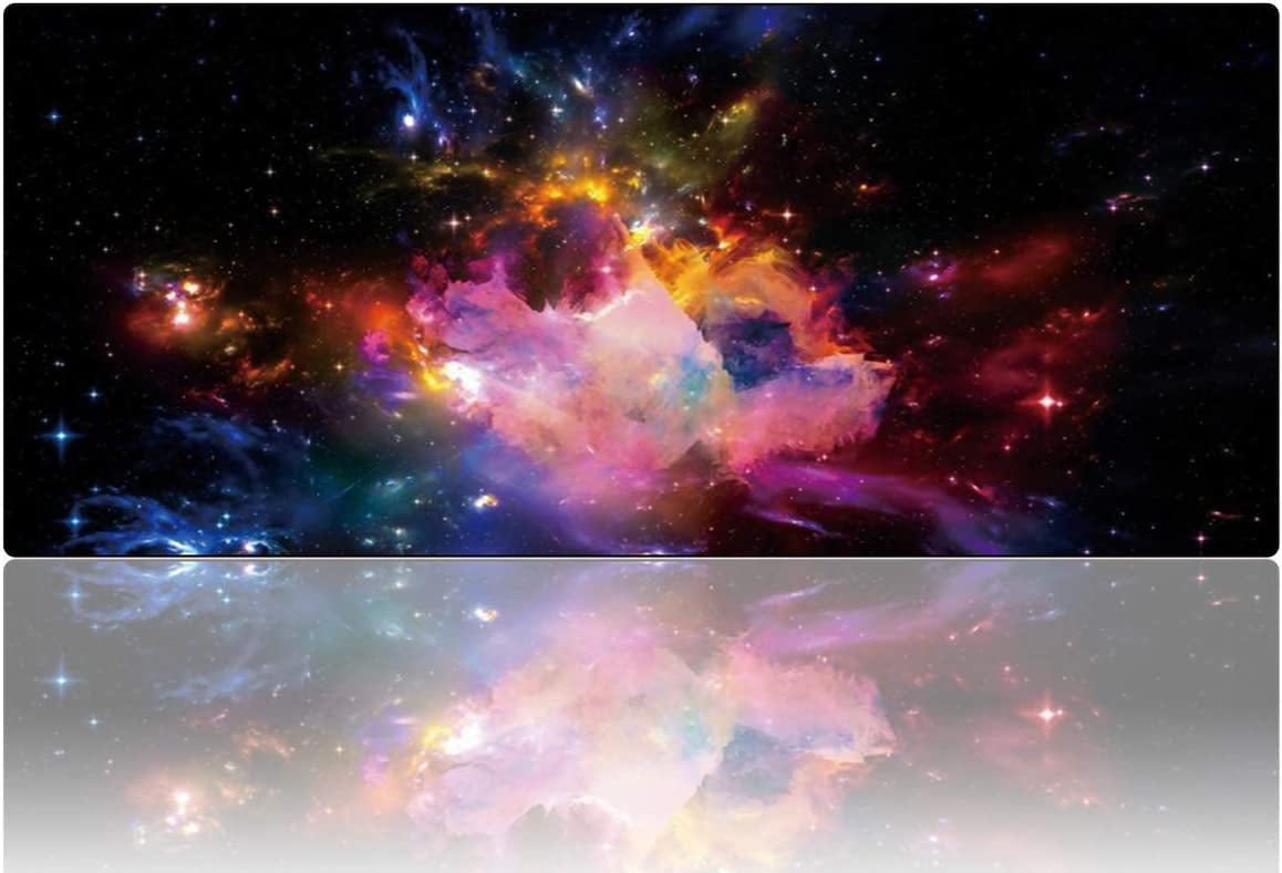 Extra Large DeskPad Keyboard Mat XXL Extended Gaming Mousepad Long Colorful Keyboard Mouse Mat with Waterproof Surface-Optimized Gaming Surface 35.4 * 15.7 * 0.8" (XXL-047, Galaxy)
