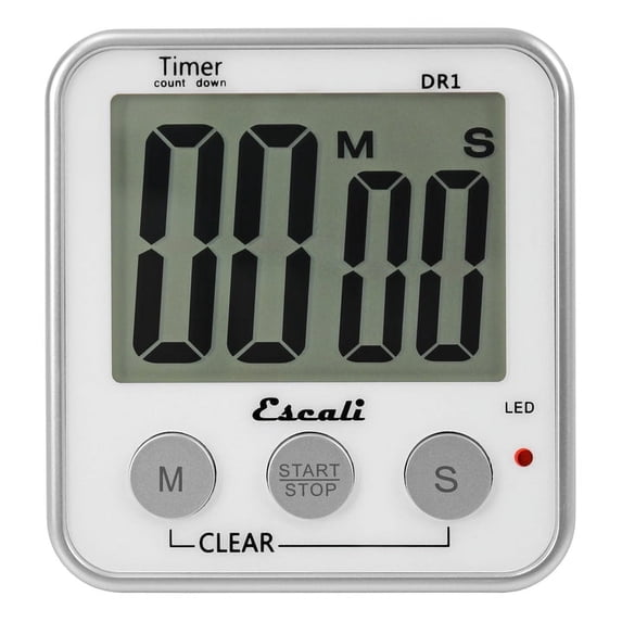 Escali Extra Large Display Digital Kitchen Timer with Clock Mode, Recall Timer Magnetic Back