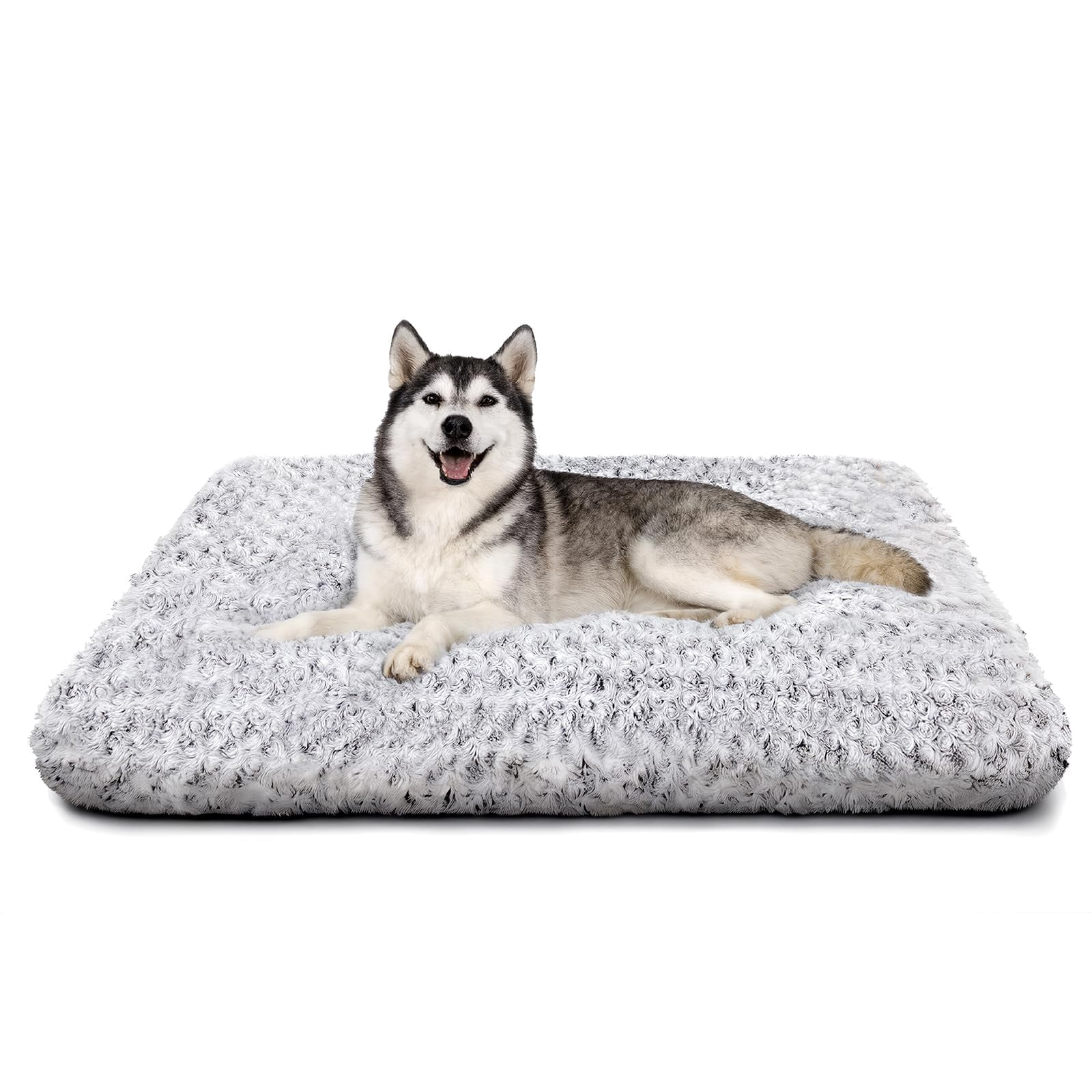 Extra Large Dog Bed Deluxe Plush  Washable Big Beds Indestructible Crate Pad Anti-slip Soft Pet Comfy Kennel For Small Medium Dogs 41"x 27"-xxl Light Gray