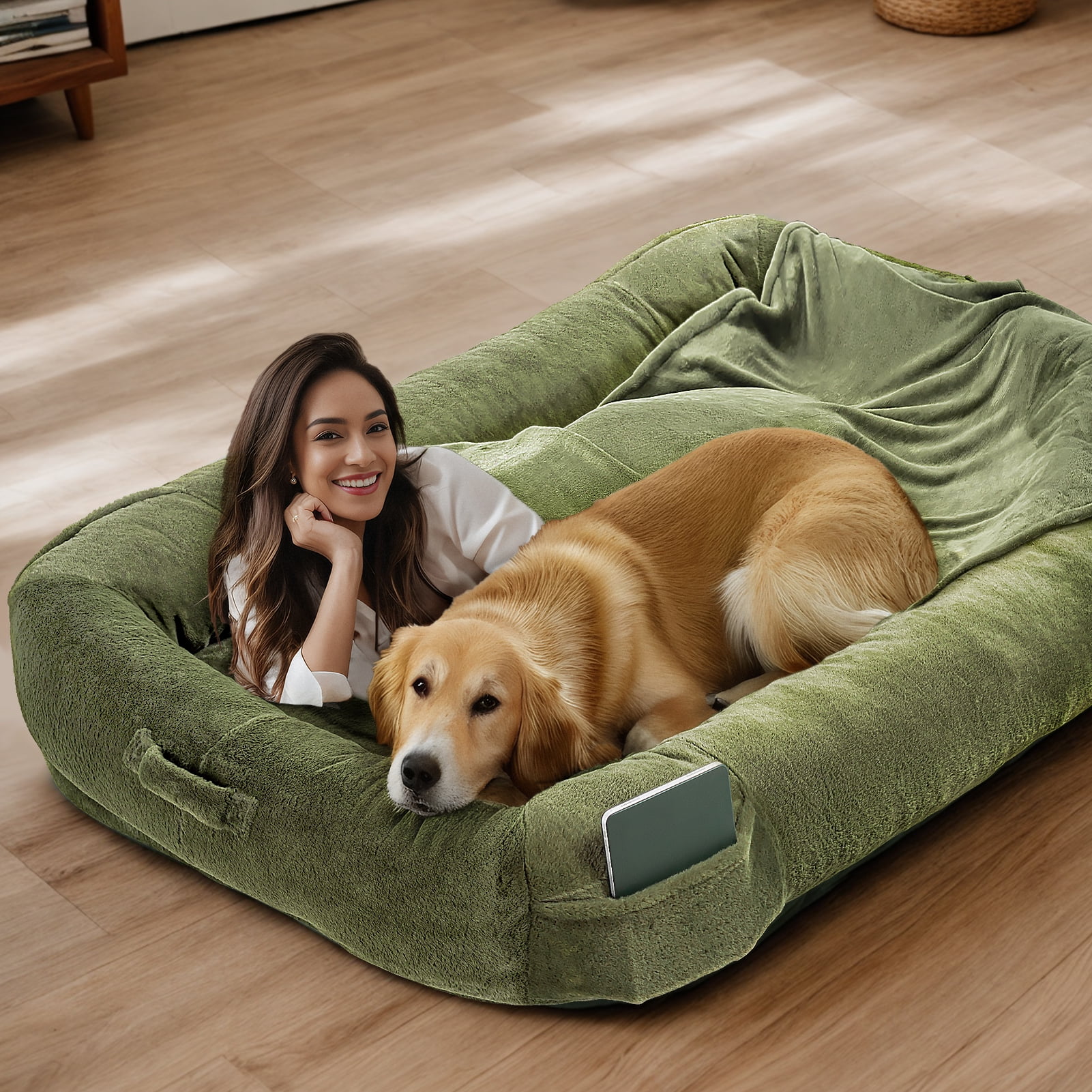 Extra Large Dog Bed Human Dog Bed for Adult Instead of Foldable Air Mattress 72 x48 x10 Washable Floor Beds Large Sized Dog Gifts with Handle