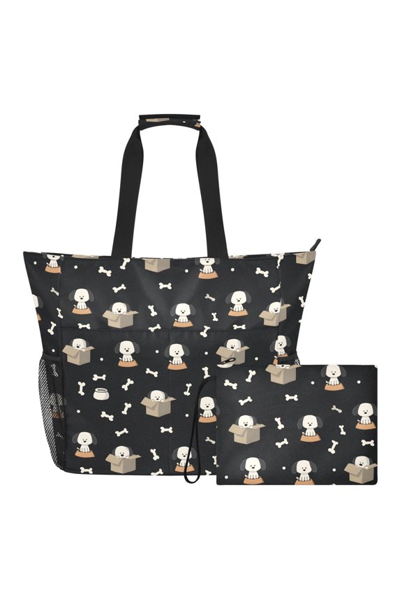 Extra Large Dog Bone Box Beach Bag for Women Waterproof Tote with Zipper Pockets