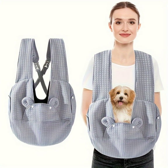 Extra Large Dog Sling Carrier, Waterproof Breathable Pet Bag for Small Medium Dogs, Light Gray