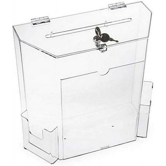 Extra Large Donation Charity Collection Office Suggestion comment Acrylic Ballot Box with Big Display area comes with 2 business card size pockets and lock with set of keys