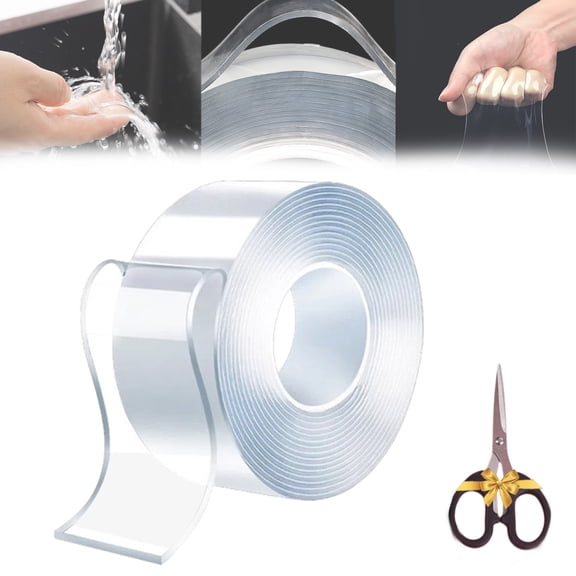 Extra Large Double Sided Tape,Clear Tough Nano Tape, Multipurpose Mounting Tape,Reusable Home Transparent Heavy Duty Double Sided Tape for Walls(2mm*2m, 1PC)