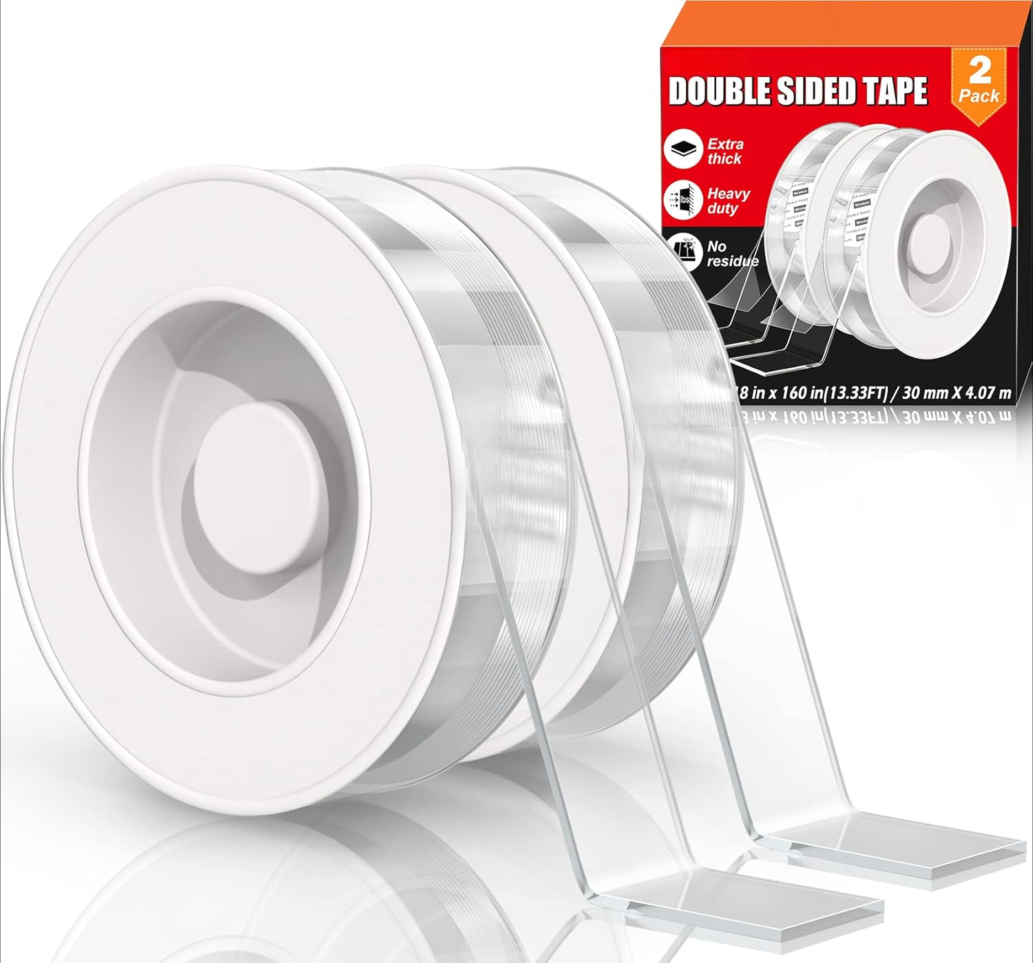 ADHES Double Sided Tape Heavy Duty, 1.18in X 16.4ft, Nano Tape, Reusable And Hand-Tearable Clear Mounting Tape, Strong Removable Adhesive For Wall