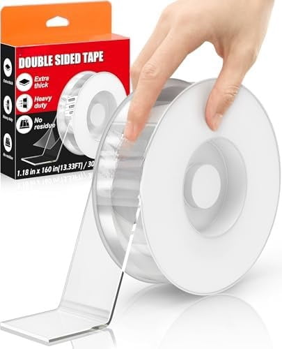 Extra Large Double Sided Tape Heavy Duty Removable 1.18 Inch x 160 Inch, Clear & Tough Nano Tape, Multipurpose Mounting Tape Picture Hanging Strips Adhesive for Poster Carpet