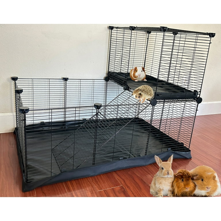 Extra Large Double Story 8 Square Feet Guinea Pig Dwarf Rabbit Habitat Yard Hamster Turtle Critters Cage Center Divider with Door Mouse Mice Bunny