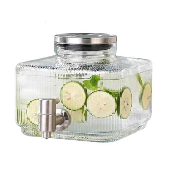 Extra Large Drink Dispenser Clear Glass Construction Rustproof Metal Lid