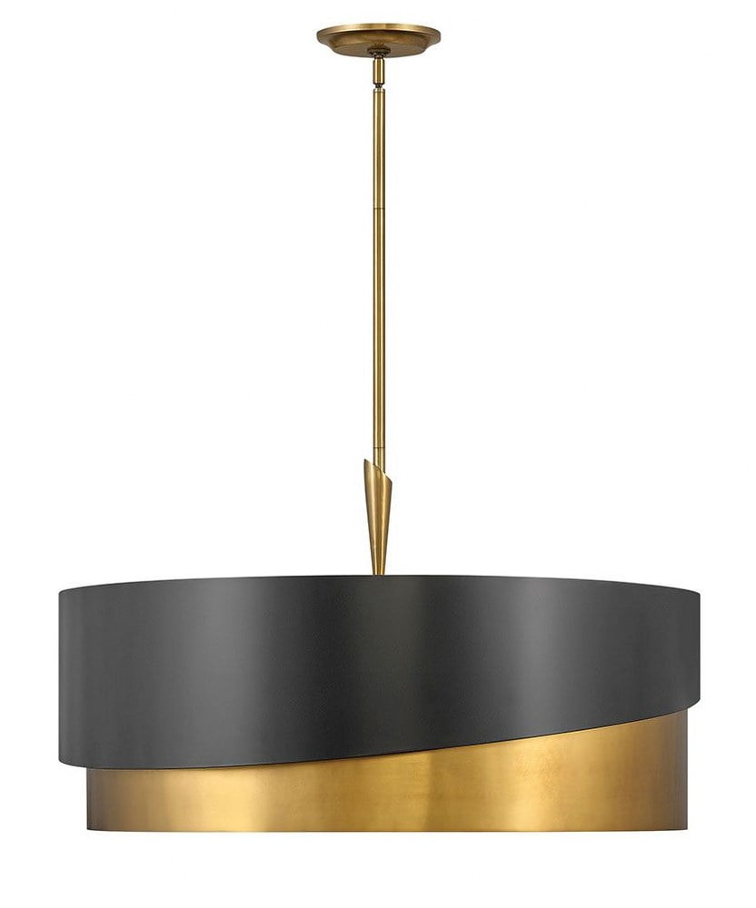 Heritage Brass & Satin Black LED 8-Light Drum Chandelier