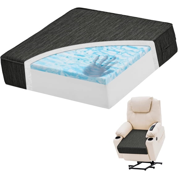 Dual-Layer Memory Recliner Cushions for , 20x20x5 Inch Thick Non-Slip Recliner Seat Cushion Suitable for Couch for Easy to Stand Up & Reduce & , Black