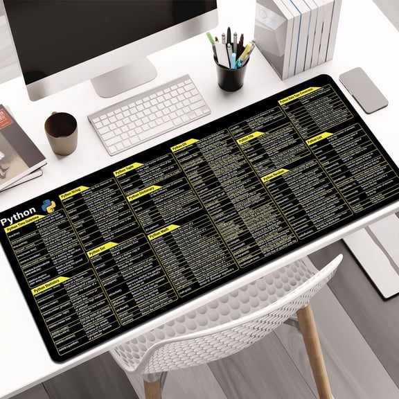 Extra Large Durable Mouse Pad for Python Programming - Extended Shortcut Keys Desk Mat for Office & Gaming, Non-Slip Base, Compatible with Python IDEs