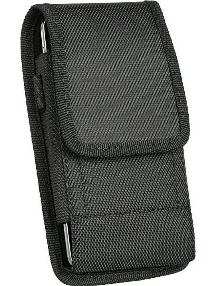 Extra Large Durable Vertical Nylon Velcro Pouch with Duty Metal Clip  HolsterFor HTC ONE M8 (2014 version) (fits the Phone + otterbox / defender  / commuter / Symmetry / hybrid protective case) 