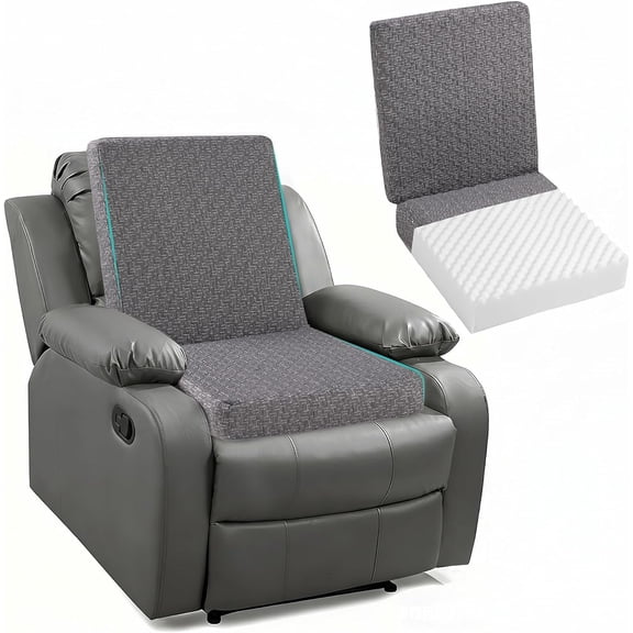 Extra Large Egg Crate Recliner Seat Cushion for Elderly Tufted Furry Booster Foam Cushion, Pressure Relief for Long Sitting Orthopedic Chair Cushion for Recliners Office Chairs, Grey