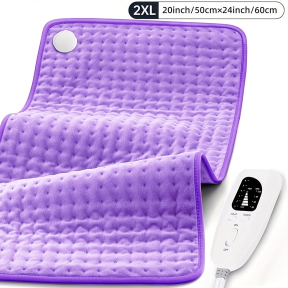 Extra Large Electric Pad - Full-Body for Back, Neck, Shoulder, Leg & - 6 Settings, 4 Timer Modes, Auto Shut-Off, Machine Washable Electric Blanket with Plug (120V) - Pad