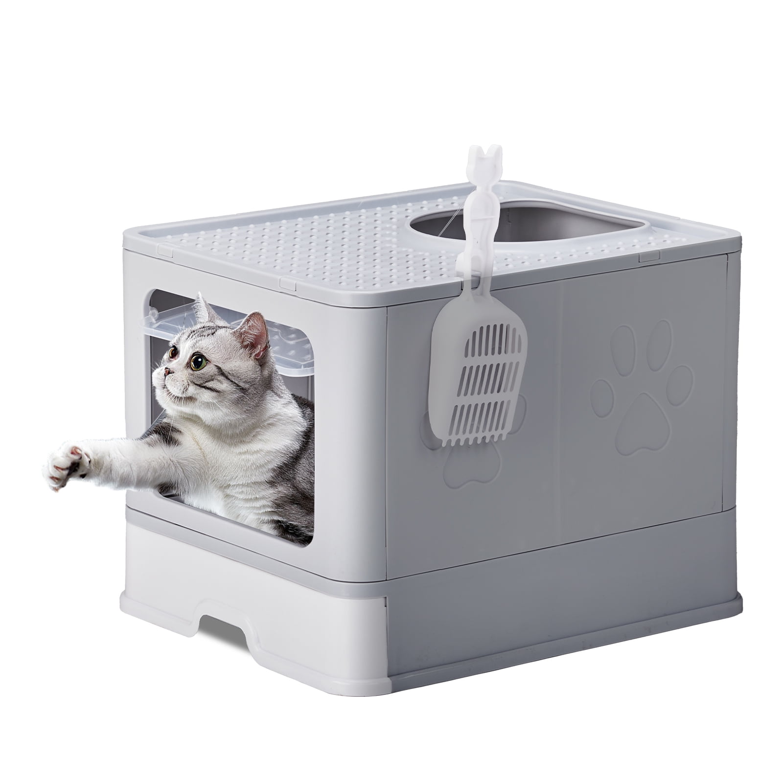 Picture of Extra Large Enclosed Cat Litter Box - Odor-Controlling with Lid & Slide ...