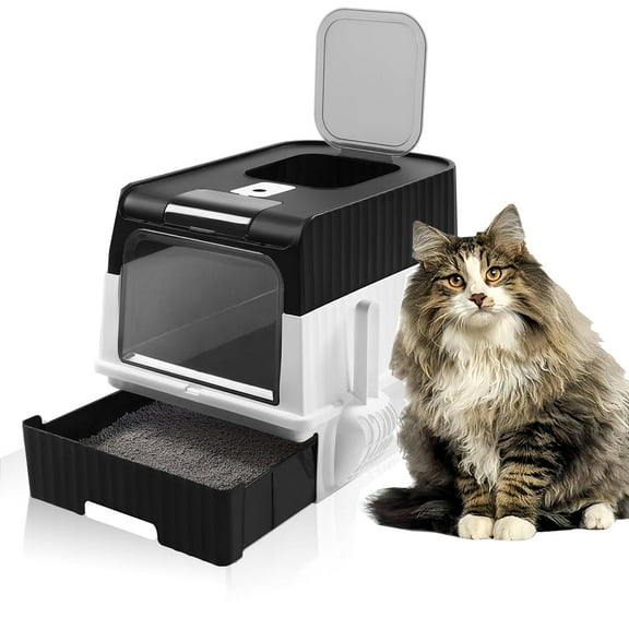 Extra Large Enclosed Litter Pan Large, splash-proof drawer litter box with extra room to move inside and good air circulation to eliminate odors With Shovel Pet Cat Cleaning Pet Supplies