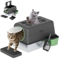 thumbnail image 1 of YODOLLA Extra Large Enclosed Stainless Steel Cat Litter Box with Lid, Front Dual-Door and Top Exit Metal Kitty Pan Box for Big Cats, w/ Poop Scoop,Box Step, Waste Bin & Trash Bags in Black, 1 of 8