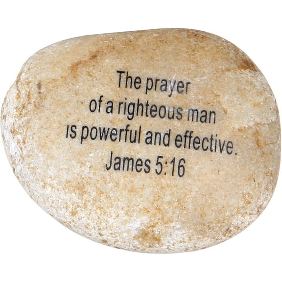 Extra Large Engraved Inspirational Scripture Biblical Natural Stones Collection - Stone XII : James 5:16 :" The Prayer of a Righteous Man is Powerful and Effective.