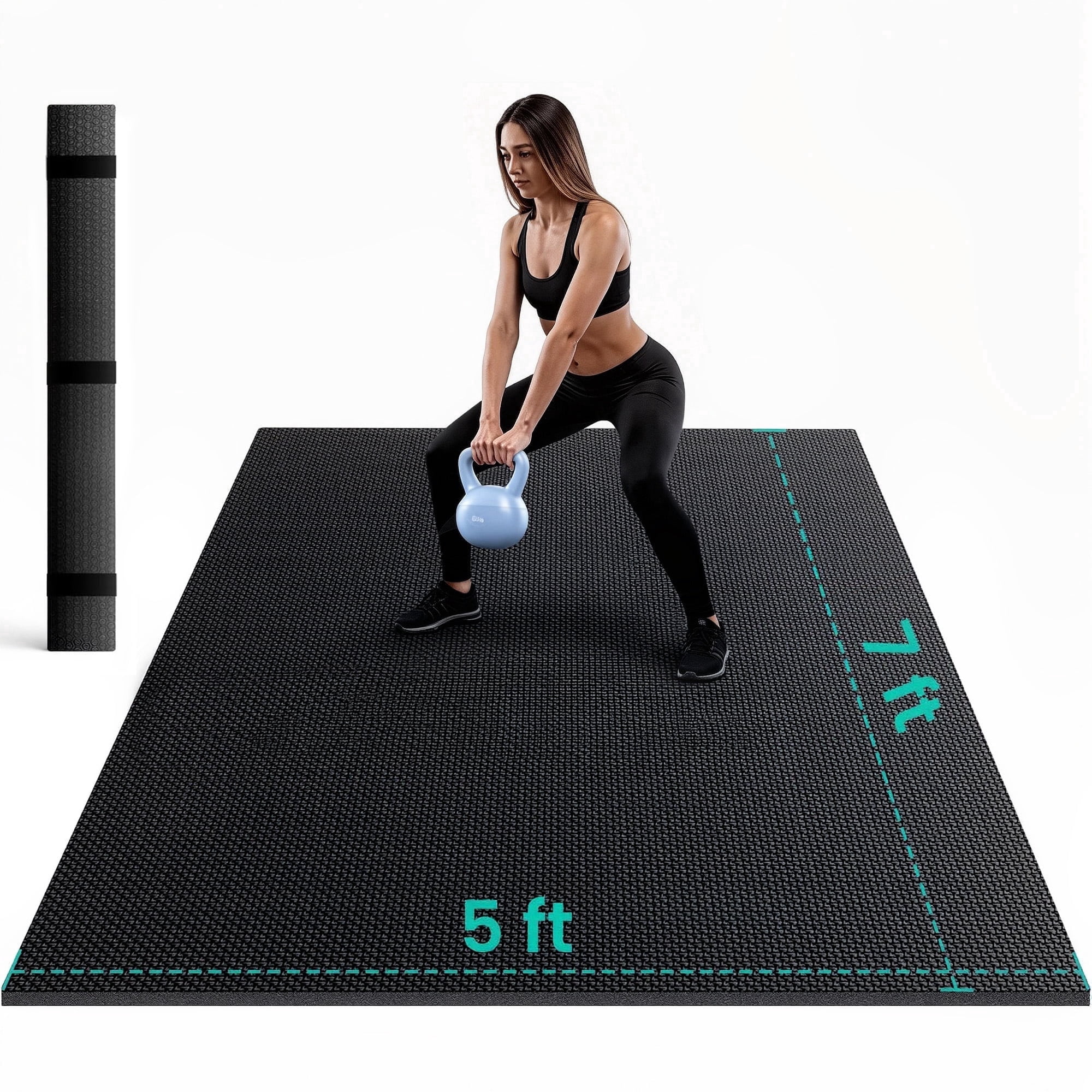 THAILE  Extra Large Exercise Mat, 7'x5' Extra Thick Workout Mats for Home Gym Flooring, Non-Slip, Ultra Durable, High-Density Gym Mat for Cardio,Yoga, Jump Rope, MMA, Weights