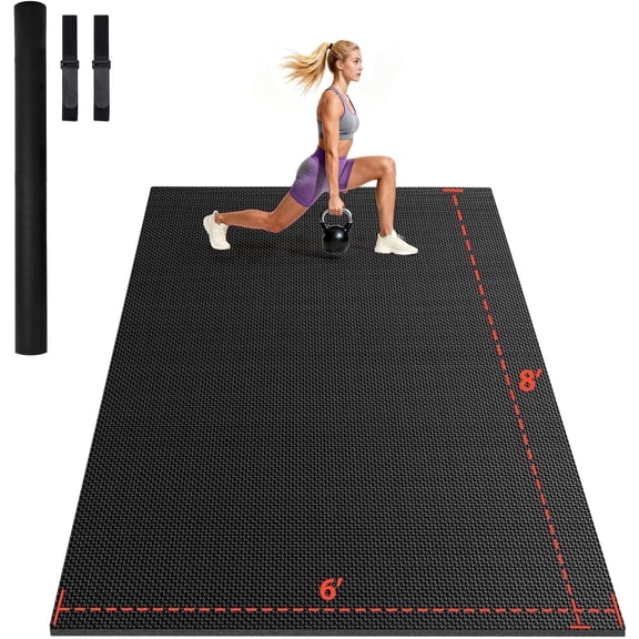 Extra Large Exercise Mat  8'x6' - 7mm Thick Non-Slip Workout Mat for Home Gym, High-Density Exercise Mats for Floor, Cardio, Yoga, MMA & Weights