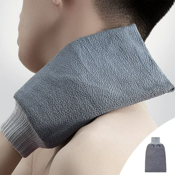 Extra Large Exfoliating Glove for Shower & Spa | Body Face Hands Feet Scrub Mitt | Enhanced Textured Nylon for Deep Cleaning | Gray Bath Glove