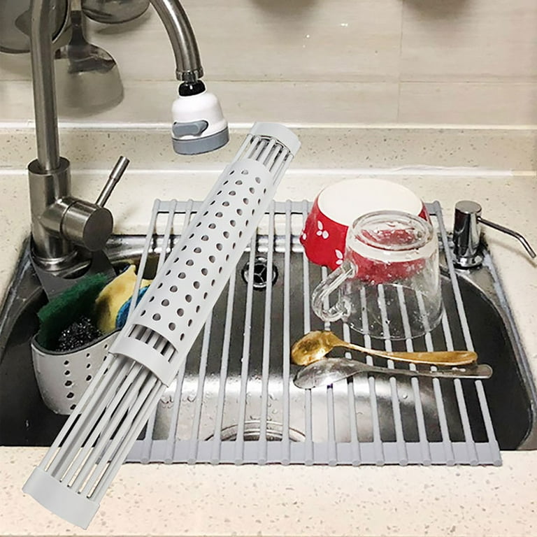 Extra Large Expandable Roll Up Dish Drying Rack, Over Sink