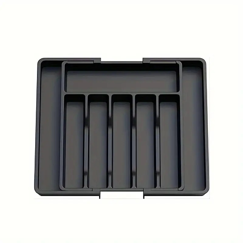 Extra Large Expandable Silverware Organizer, BPA-Free Food-Safe Cutlery Flatware Organizer, Kitchen Utensil Drawer Organizer, Adjustable Silverware Holder for Spoons Forks Knives, Black