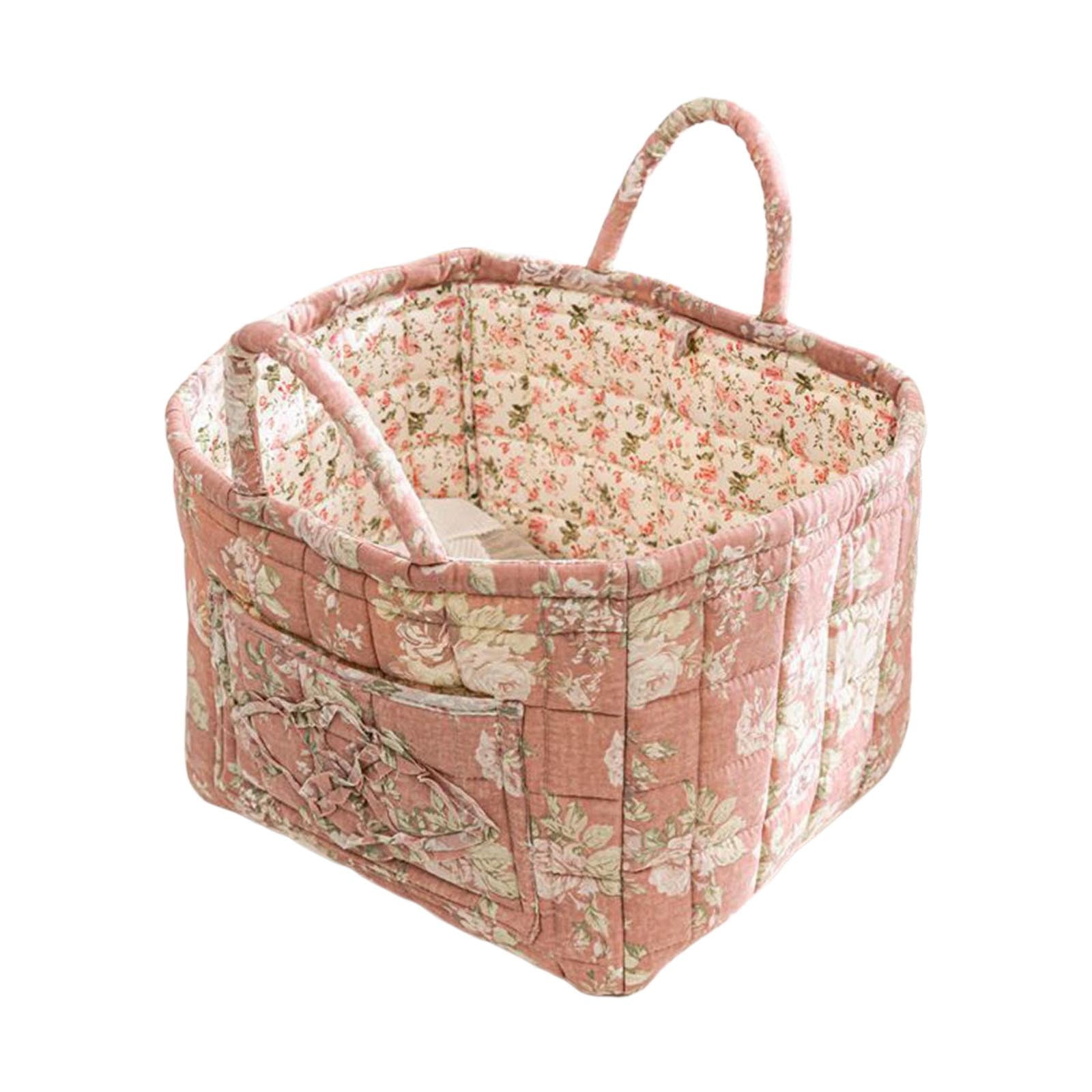 Extra Large Fabric Storage Basket – Boho Floral Laundry Hamper with Carry Handles, Foldable Clothes Organizer for Bedroom, Office, Travel & Shopping (Floral Pattern, Durable Canvas)