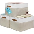 thumbnail image 1 of Extra Large Fabric Storage Baskets for Shelves 3 Pack, 16x13in Closet Storage Bins for Shelves, Canvas Baskets for Organizing, Linen Closet Organizers, Cloth Basket, Beige/Off-White, 1 of 7