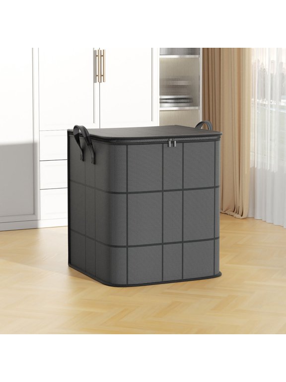 Extra Large Fabric Storage Organizer, Foldable Bag for Bedding and Blankets with Zipper and Handles