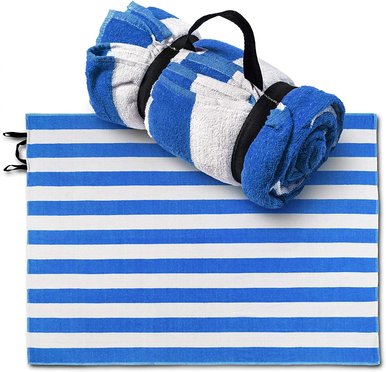 Extra Large Family Cabana Stripe Beach Towel 52 x 72 inch - BLUE - Hotel Pool and Resort Big and Absorbent