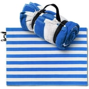 Extra Large Family Cabana Stripe Beach Towel 52 x 72 inch - BLUE - Hotel Pool and Resort Big and Absorbent