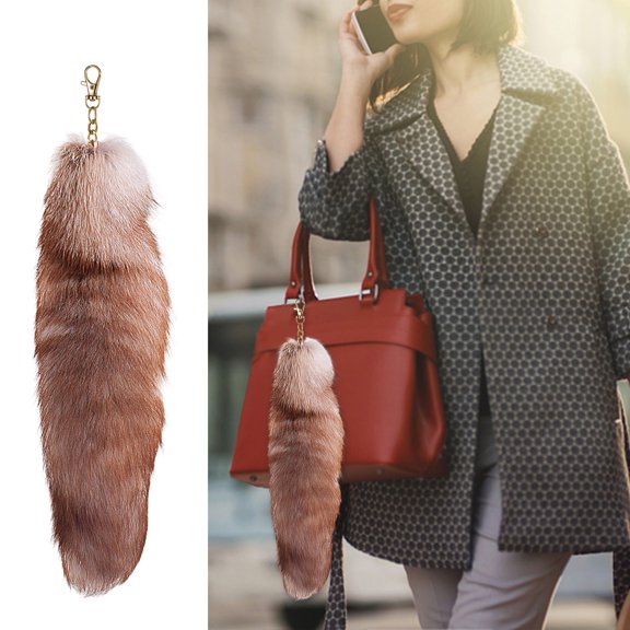 Extra Large Faux Fox Tail Keychain Pendant Women Handbag Accessory 3D Cute Key Ring Holder Pompoms Key Chains Fashionable Hairy Tail Blanks for Crafting