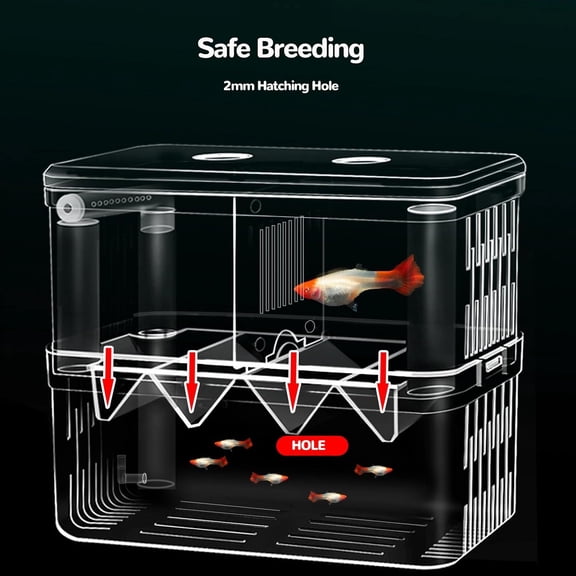 Extra Large Fish Breeder Box for Aquarium Tank, Acrylic Breeding Box for Guppy/Betta/Shrimp/Clownfish, Baby Fish Hatchery & Isolation Tank