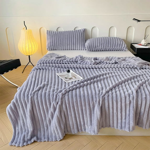 Extra Large Flannel Fleece Blanket 78x59 Inches P Soft Striped Throw Blanket Warm Bed Couch Cover for Queen Full Size Bed All Season