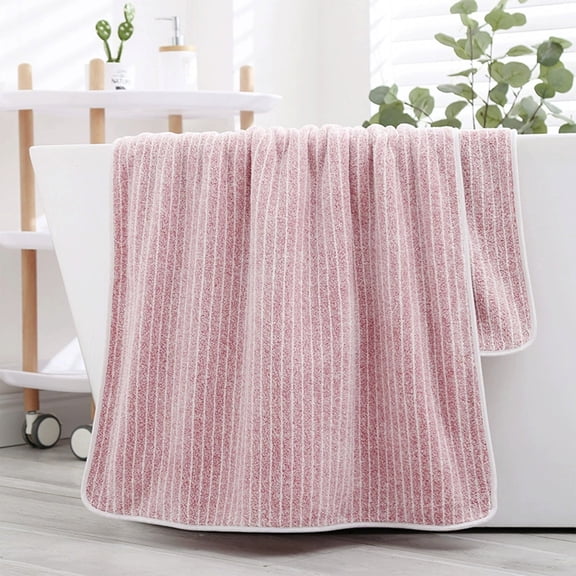 Extra Large Flock Bath Towel - 100% Pure Cotton Super Soft Highly Absorbent Oversized Towel, Lightweight Quick-Drying Towel for All Ages, Home Hotel Spa Beach Swimming Daily Use, 28*55in, Pink