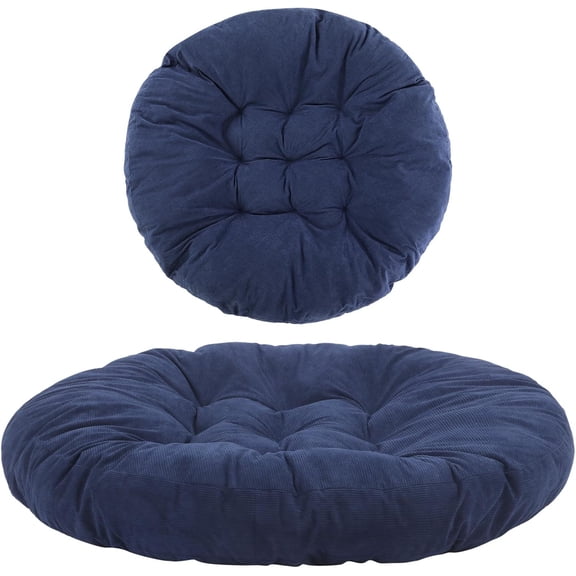 Extra Large Floor Pillow 35 Inch Round Floor Meditation Cushion Papasan Swing Cushion for Adults Oversized Playroom Pillows Big Pillow for Yoga Living Room Sofa Balcony(Dark Blue, Classic)