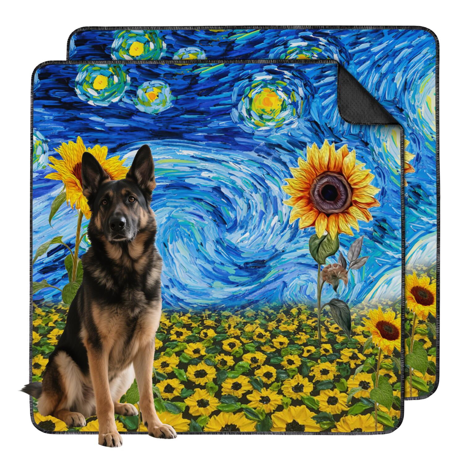 Extra Large Floral Design Washable Dog Pads 2-Count, 48x48 Inch Reusable House Training Mats, Highly Absorbent Puppy Potty Pad for Large Indoor Areas