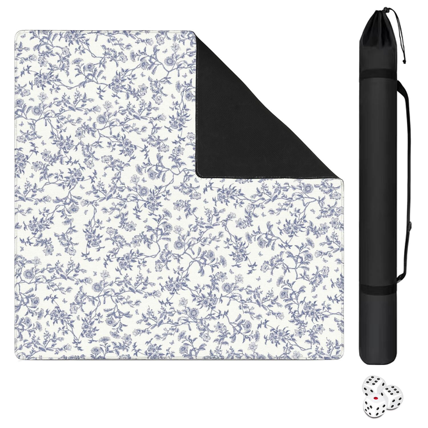 Extra Large Floral Game Mat for Mahjong, 31.5x31.5 Inch Rubber Table Topper with Non-Slip Backing, Ideal for Card Games & Board Game Nights