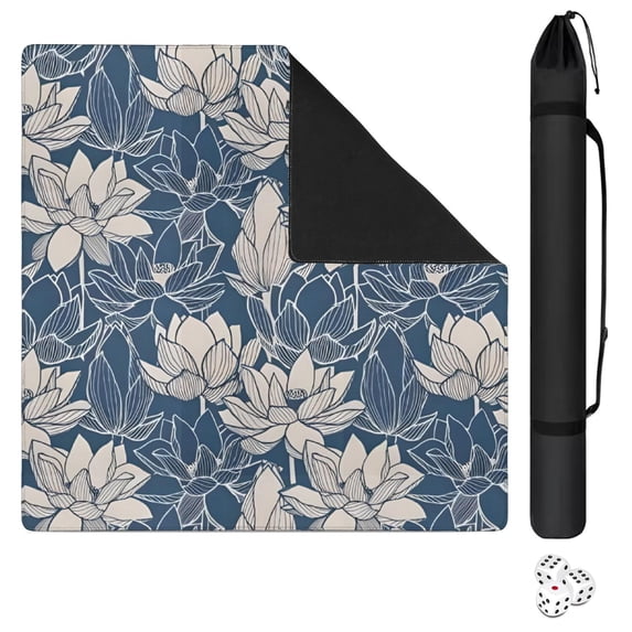 Extra Large Floral Non-Slip Mahjong Table Mat 31.5x31.5 Inch Rubber Game Pad Noise Reducing Surface for Chinese Tiles Cards & Board Games