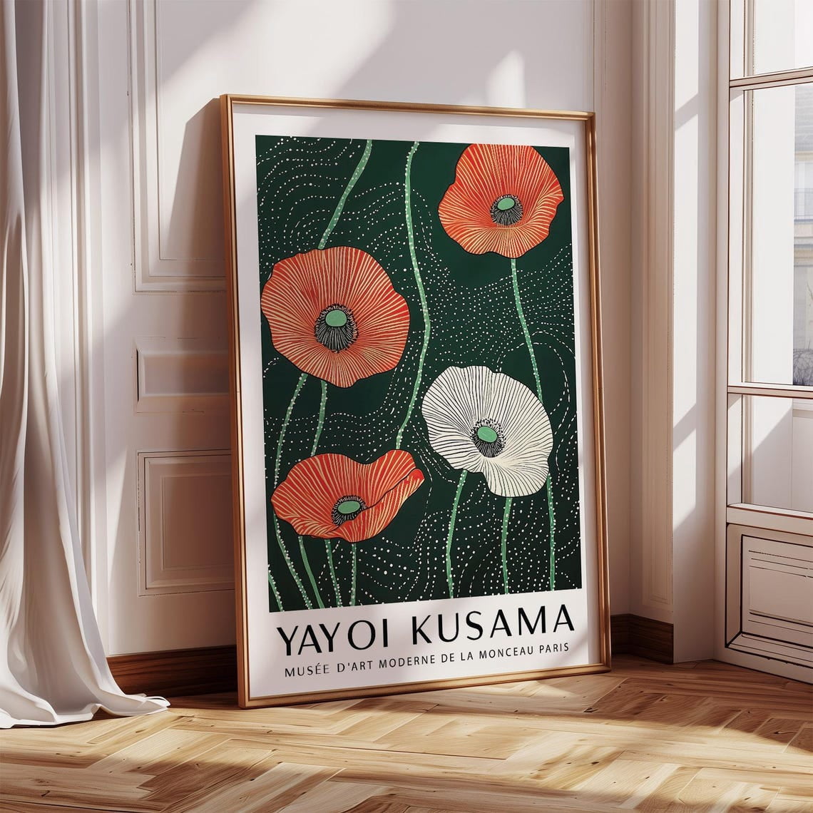 Extra Large Floral Wall Art Poppy Print In Red And Cream – Bold ...