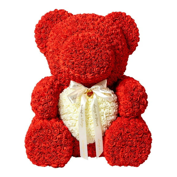 Extra Large Flower Animal - Red Bear with White Heart