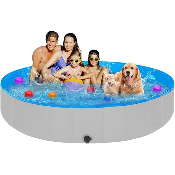Extra Large Foldable Dog Pools for Large Dogs Heavy Duty,97"x16" Anti-Slip Portable Swimming Pool,Hard Plastic Kiddie Pool for Pets Dogs Cats & Kids