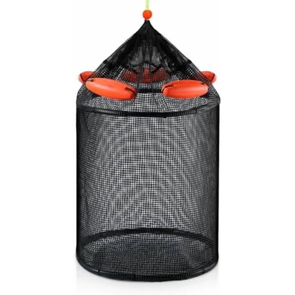 Extra Large Foldable Floating Fishing Basket for Live Caught Fish, Floatable Fishing Net Basket, Heavy Duty Coated Portable Fish Basket