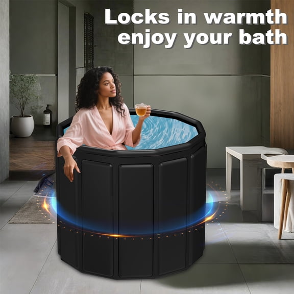 Extra-Large Foldable Portable Bathtub with Thermal Insulation | 80 Gallon Capacity (31.5"26") | No Installation Required | Lightweight for Home Spa, Camping & Travel | Adult Hot/Cold
