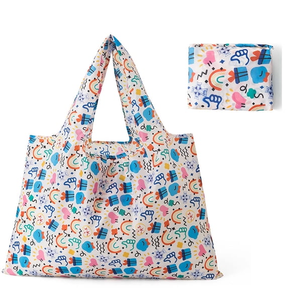 Extra Large Foldable Reusable Shopping Bags with Handles,Fold Up Shopping Bags,Purse Reusable Tote Bag A